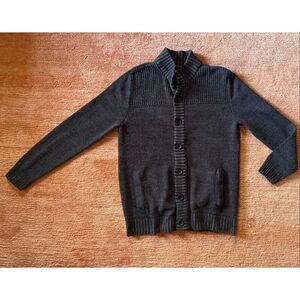 Method Men’s Button Front Cardigan Sweater Dark Gray Cotton Blend L